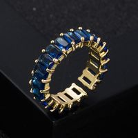 Fashion Copper Micro-encrusted Seven-color Zircon Geometric Rainbow Ring sku image 4