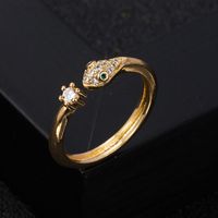 New Copper Gold-plated Micro-set Zircon Geometric Small Open Ring sku image 3