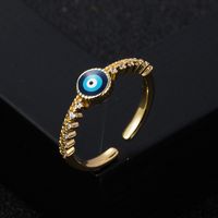 Fashion Copper Gold-plated Micro-set Zircon Drip Oil Devil's Eye Geometric Ring sku image 1