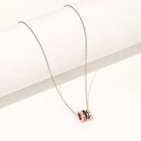 Titanium Steel Fashion Rose Gold Simple Three Rings Black Zircon Necklace main image 1