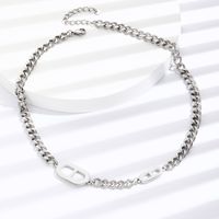 Titanium Steel Fashion Simple Geometric Splicing Necklace main image 4