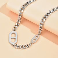 Titanium Steel Fashion Simple Geometric Splicing Necklace main image 6