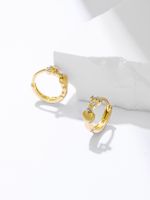 Copper Small Heart Inlaid Zircon Bone Rings Earrings main image 4