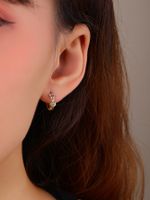 Copper Small Heart Inlaid Zircon Bone Rings Earrings main image 5