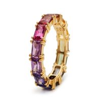 Exquisite Fashion Iridescent Zircon Ladies Copper Fine Rings Wholesale sku image 1