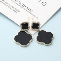 Fashion Classic Black Clover Copper Inlaid Zircon Earrings main image 1
