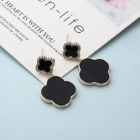 Fashion Classic Black Clover Copper Inlaid Zircon Earrings main image 3