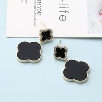 Fashion Classic Black Clover Copper Inlaid Zircon Earrings main image 5