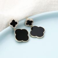 Fashion Classic Black Clover Copper Inlaid Zircon Earrings sku image 1