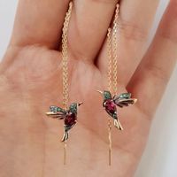 Fashion Bird Shaped Copper Inlaid Zircon Copper Earrings Wholesale sku image 2