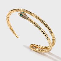Korean Style Simple Trend Copper Inlaid Zirconium Snake Shape Open Bracelet main image 3
