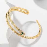 Korean Style Simple Trend Copper Inlaid Zirconium Snake Shape Open Bracelet main image 4
