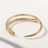 Korean Style Simple Trend Kupfer Eingelegtes Zirkonium Schlangenform Offenes Armband main image 5