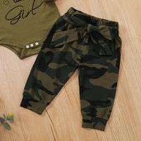 Green Autumn Letter Long-sleeved Romper Camouflage Pants Baby Clothings Three-piece Set main image 5