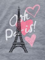 Gray Long Sleeve Unhooded Cotton Paris Tower Print One Piece Baby Romper main image 6