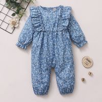 Autumn Cotton Long-sleeved Floral Lotus Leaf Long-sleeved Children One-piece Romper main image 4