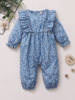 Autumn Cotton Long-sleeved Floral Lotus Leaf Long-sleeved Children One-piece Romper main image 5