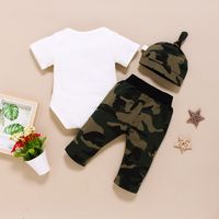 Non-hooded Pullover Bow Short-sleeved Romper Camouflage Pants Hat Children Three-piece Suit main image 4