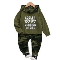 Autumn Green Letter Hooded Long Sleeve Top Pants Children Two-piece Set main image 3