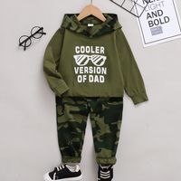 Autumn Green Letter Hooded Long Sleeve Top Pants Children Two-piece Set main image 1