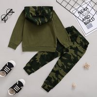 Autumn Green Letter Hooded Long Sleeve Top Pants Children Two-piece Set main image 4