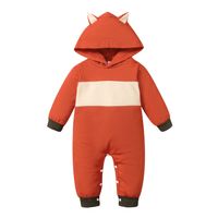 Winter Long-sleeved Fox Ears Hooded Stitching Long-sleeved Jumpsuit Baby Clothing main image 3
