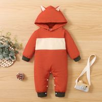 Winter Long-sleeved Fox Ears Hooded Stitching Long-sleeved Jumpsuit Baby Clothing main image 4