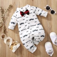 Vêtements Pour Bébés Été Coton À Manches Longues Sans Capuche Barbe Blanche Imprimé Combinaison À Manches Longues main image 2