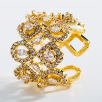 Fashion Copper Gold-plated Micro-set Zircon Geometric Ring Simple Trend Ring Accessories main image 4