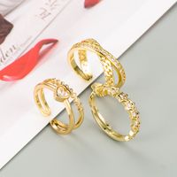 Fashion Geometric Star Love Ring Copper Gold-plated Zircon Personality Temperament Index Finger Ring main image 3