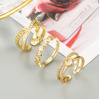 Fashion Geometric Star Love Ring Copper Gold-plated Zircon Personality Temperament Index Finger Ring main image 1
