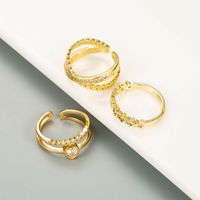 Fashion Geometric Star Love Ring Copper Gold-plated Zircon Personality Temperament Index Finger Ring main image 4