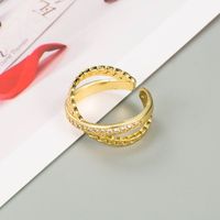 Fashion Geometric Star Love Ring Copper Gold-plated Zircon Personality Temperament Index Finger Ring main image 5