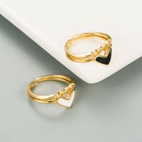 Simple Copper-plated 18k Gold Heart Shape Dripping Oil Couple Adjustable Ring Accessories main image 1