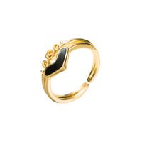 Simple Copper-plated 18k Gold Heart Shape Dripping Oil Couple Adjustable Ring Accessories main image 6