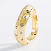Neue Mode Einfache Persönlichkeit Aus Reinem Kupfer Vergoldeter Geometrischer Ring Nischendesign Geöffneter Ring main image 2