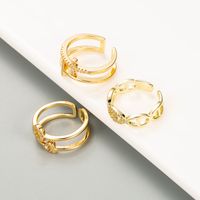 Simple Temperament Multi-layer Hip-hop Ring Copper Gold-plated Micro-set Zircon Open Couple Ring Jewelry main image 5