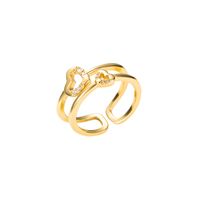 Simple Temperament Multi-layer Hip-hop Ring Copper Gold-plated Micro-set Zircon Open Couple Ring Jewelry main image 6