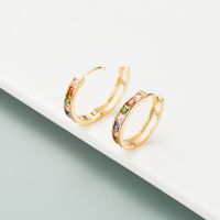 Fashion New Copper Gold-plated Inlaid Colorful Zircon Geometric Earrings main image 3