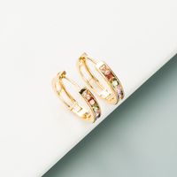 Fashion New Copper Gold-plated Inlaid Colorful Zircon Geometric Earrings main image 4