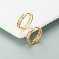 Fashion New Copper Gold-plated Inlaid Colorful Zircon Geometric Earrings main image 5