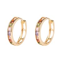 Fashion New Copper Gold-plated Inlaid Colorful Zircon Geometric Earrings main image 6