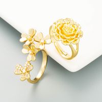 Mode Übertrieben Kupfer Überzogen 18 Karat Gold Blume Offener Ring Persönlichkeit Trend Party Ring Zubehör main image 3