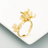 Mode Übertrieben Kupfer Überzogen 18 Karat Gold Blume Offener Ring Persönlichkeit Trend Party Ring Zubehör main image 5