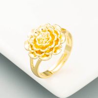 Mode Übertrieben Kupfer Überzogen 18 Karat Gold Blume Offener Ring Persönlichkeit Trend Party Ring Zubehör main image 1