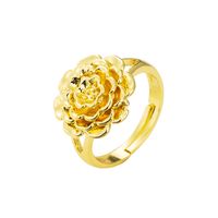 Mode Übertrieben Kupfer Überzogen 18 Karat Gold Blume Offener Ring Persönlichkeit Trend Party Ring Zubehör main image 6