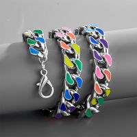Hip Hop Metal Necklace Trend Rainbow Jewelry Adjustable Cuban Chain Alloy Jewelry main image 3