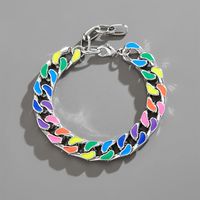 Hip Hop Metal Necklace Trend Rainbow Jewelry Adjustable Cuban Chain Alloy Jewelry main image 4