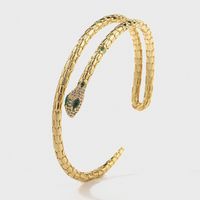 Korean Style Simple Trend Copper Inlaid Zirconium Snake Shape Open Bracelet sku image 1