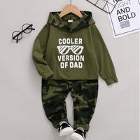 Autumn Green Letter Hooded Long Sleeve Top Pants Children Two-piece Set sku image 1